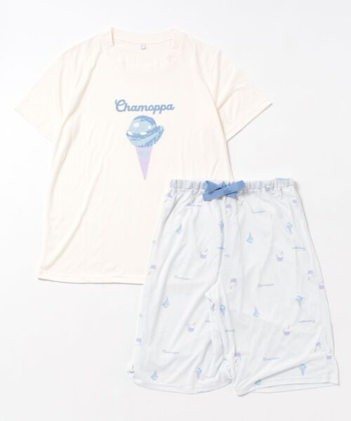 アイスクリームプリント半袖Tシャツ ハーフパンツ ルームウェア/上下