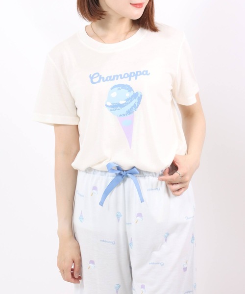 アイスクリームプリント半袖Tシャツ ハーフパンツ ルームウェア