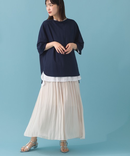 OMNES(オムネス)の「接触冷感オーバーサイズ半袖プルオーバーTシャツ(Tシャツ/カットソー・レディース・ブラック/オフホワイト/グレー/ダークグリーン/ネイビー/イエロー/ブルー系その他/ブラウン・FREE)」の21枚目の写真