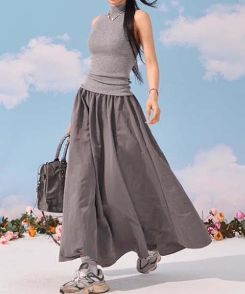 Per sist ence(パーシエンス)の「ボリュームフレアスカート(スカート・レディース・カーキ/グレー/ブラック・ONE SIZE)」の2枚目の写真