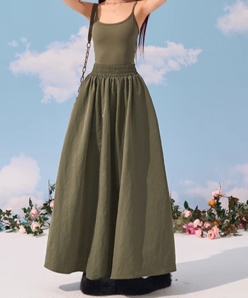 Per sist ence(パーシエンス)の「ボリュームフレアスカート(スカート・レディース・カーキ/グレー/ブラック・ONE SIZE)」の12枚目の写真