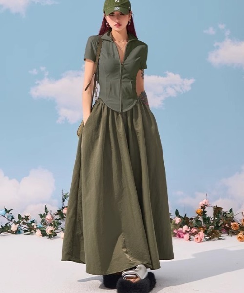 Per sist ence(パーシエンス)の「ボリュームフレアスカート(スカート・レディース・カーキ/グレー/ブラック・ONE SIZE)」の13枚目の写真