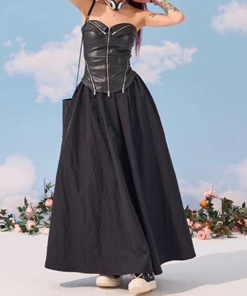 Per sist ence(パーシエンス)の「ボリュームフレアスカート(スカート・レディース・カーキ/グレー/ブラック・ONE SIZE)」の5枚目の写真