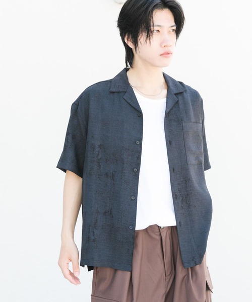 SENSE OF PLACE by URBAN RESEARCH（センスオブプレイスバイアーバンリサーチ）の「マーブルオープンカラーショートスリーブシャツ（シャツ/ブラウス・メンズ・グレー/チャコールグレー/ブルー/ブラウン・MEDIUM/LARGE）」の5枚目の写真