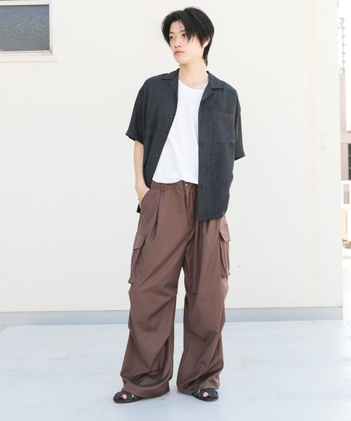 SENSE OF PLACE by URBAN RESEARCH（センスオブプレイスバイアーバンリサーチ）の「マーブルオープンカラーショートスリーブシャツ（シャツ/ブラウス・メンズ・グレー/チャコールグレー/ブルー/ブラウン・MEDIUM/LARGE）」の6枚目の写真