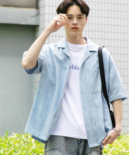 SENSE OF PLACE by URBAN RESEARCH（センスオブプレイスバイアーバンリサーチ）の「マーブルオープンカラーショートスリーブシャツ（シャツ/ブラウス・メンズ・グレー/チャコールグレー/ブルー/ブラウン・MEDIUM/LARGE）」の9枚目の写真