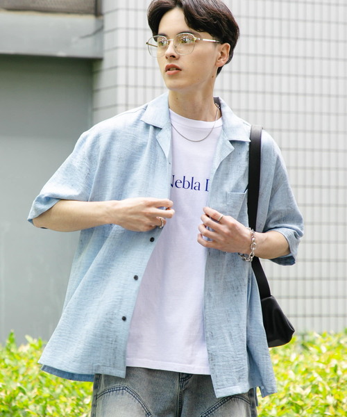 SENSE OF PLACE by URBAN RESEARCH（センスオブプレイスバイアーバンリサーチ）の「マーブルオープンカラーショートスリーブシャツ（シャツ/ブラウス・メンズ・グレー/チャコールグレー/ブルー/ブラウン・MEDIUM/LARGE）」の10枚目の写真