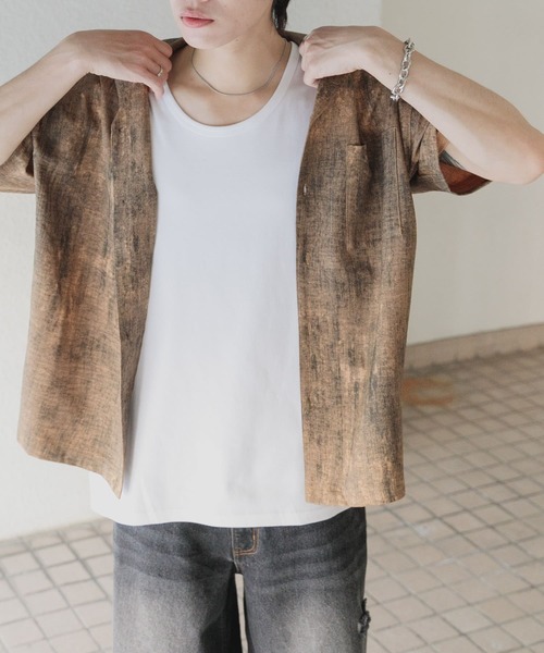 SENSE OF PLACE by URBAN RESEARCH（センスオブプレイスバイアーバンリサーチ）の「マーブルオープンカラーショートスリーブシャツ（シャツ/ブラウス・メンズ・グレー/チャコールグレー/ブルー/ブラウン・MEDIUM/LARGE）」の14枚目の写真