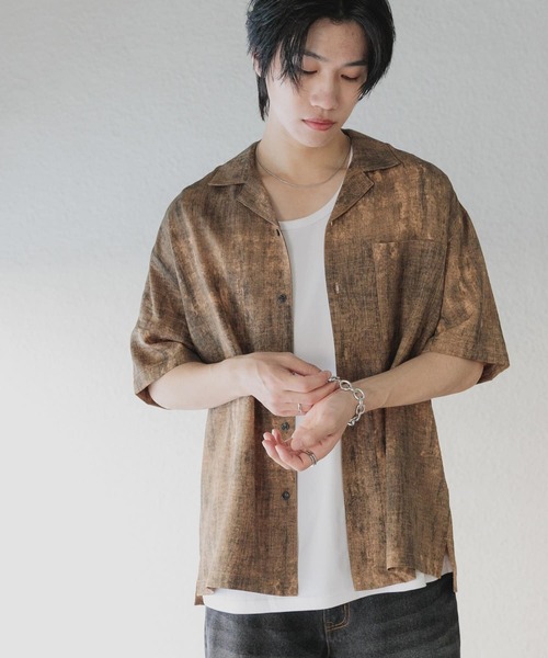 SENSE OF PLACE by URBAN RESEARCH（センスオブプレイスバイアーバンリサーチ）の「マーブルオープンカラーショートスリーブシャツ（シャツ/ブラウス・メンズ・グレー/チャコールグレー/ブルー/ブラウン・MEDIUM/LARGE）」の15枚目の写真