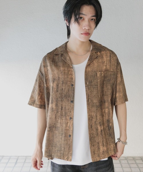 SENSE OF PLACE by URBAN RESEARCH（センスオブプレイスバイアーバンリサーチ）の「マーブルオープンカラーショートスリーブシャツ（シャツ/ブラウス・メンズ・グレー/チャコールグレー/ブルー/ブラウン・MEDIUM/LARGE）」の16枚目の写真