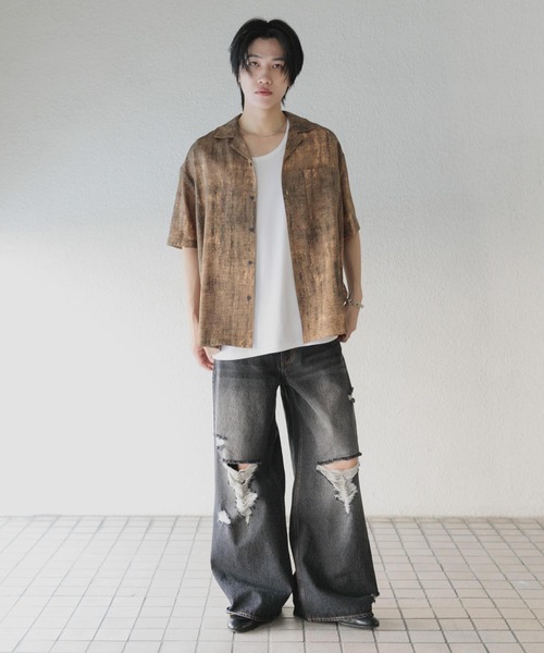 SENSE OF PLACE by URBAN RESEARCH（センスオブプレイスバイアーバンリサーチ）の「マーブルオープンカラーショートスリーブシャツ（シャツ/ブラウス・メンズ・グレー/チャコールグレー/ブルー/ブラウン・MEDIUM/LARGE）」の17枚目の写真