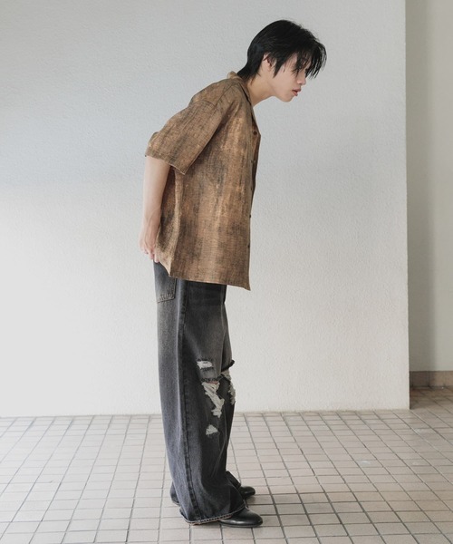 SENSE OF PLACE by URBAN RESEARCH（センスオブプレイスバイアーバンリサーチ）の「マーブルオープンカラーショートスリーブシャツ（シャツ/ブラウス・メンズ・グレー/チャコールグレー/ブルー/ブラウン・MEDIUM/LARGE）」の18枚目の写真