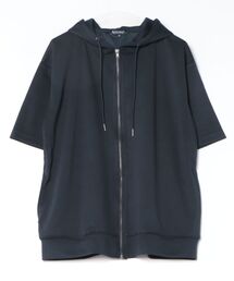【Blue Standard:ブルースタンダード】接触冷感 COOLスムース リラックスフィット 5分袖フルジップパーカー 冷房対策 紫外線対策 日差し対策