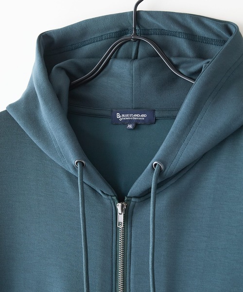 Blue Standard (ブルースタンダード)の「【Blue Standard:ブルースタンダード】接触冷感 COOLスムース リラックスフィット 5分袖フルジップパーカー 冷房対策 紫外線対策 日差し対策(パーカー・メンズ・グレー/ブルー/ブラック/ネイビー/チャコールグレー・MEDIUM/LARGE/X-LARGE)」の20枚目の写真
