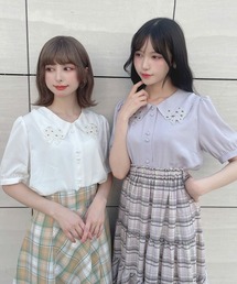F i.n.t | ミニブーケ刺繍カットワーク半袖ブラウス(シャツ/ブラウス)