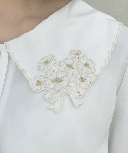 F i.n.t（フィント）の「ミニブーケ刺繍カットワーク半袖ブラウス　夏服（シャツ/ブラウス・レディース・ラベンダー/オフホワイト・FREE）」の15枚目の写真