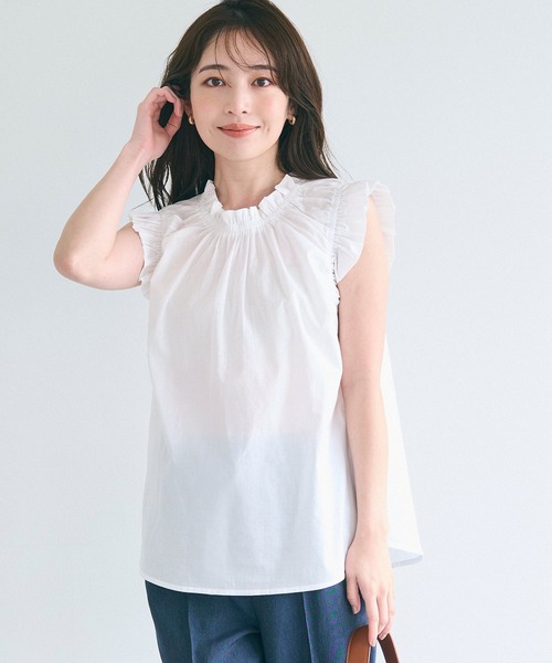 coca(coca)(コカ)の「コットンフリルトップス(Tシャツ/カットソー・レディース・ダークブラウン/A/ホワイト/B・S/L/M)」の13枚目の写真