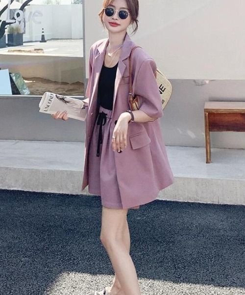 semplice(センプリチェ)の「トレンディでエレガントなセットアップ(セットアップ・レディース・グレー/ピンク・M/L)」の11枚目の写真