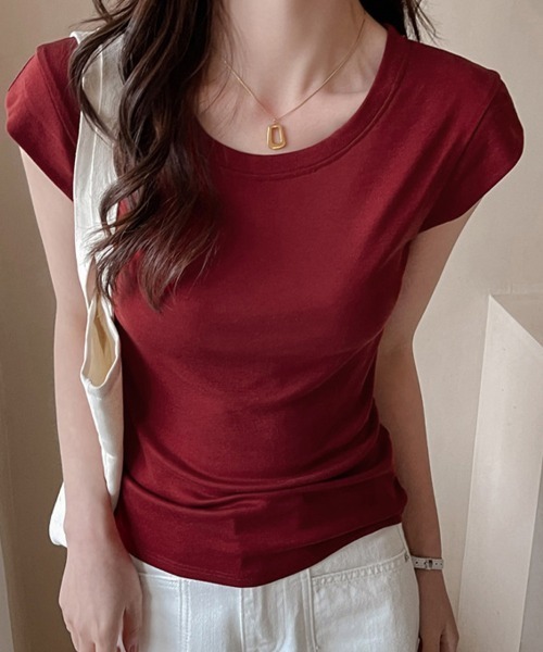 ReRe(リリ)の「ラウンドネックカットソー(Tシャツ/カットソー・レディース・ブラック/ホワイト/ワインレッド/ベージュ/モカ・MEDIUM)」の15枚目の写真