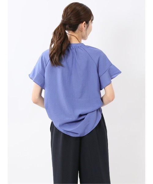 m.f.editorial(エムエフエディトリアル)の「【UVカット 高通気 イージーケア】m.f.エディトリアル レディース 袖フリル 前開き バンドカラーシャツ(シャツ/ブラウス・レディース・ブルー/グリーン系その他・MEDIUM/LARGE)」の18枚目の写真