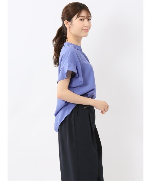 m.f.editorial(エムエフエディトリアル)の「【UVカット 高通気 イージーケア】m.f.エディトリアル レディース 袖フリル 前開き バンドカラーシャツ(シャツ/ブラウス・レディース・ブルー/グリーン系その他・MEDIUM/LARGE)」の19枚目の写真