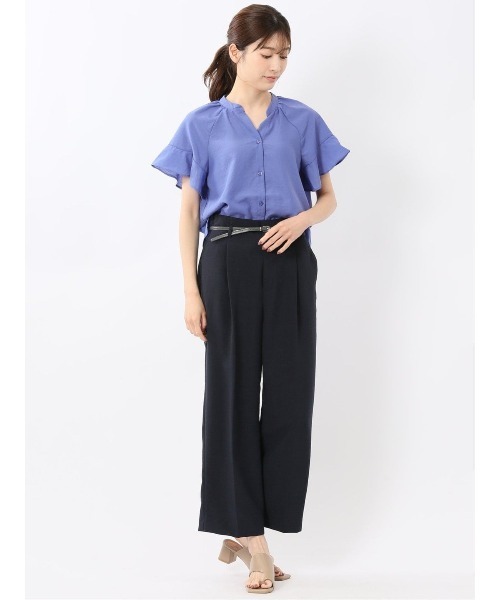 m.f.editorial(エムエフエディトリアル)の「【UVカット 高通気 イージーケア】m.f.エディトリアル レディース 袖フリル 前開き バンドカラーシャツ(シャツ/ブラウス・レディース・ブルー/グリーン系その他・MEDIUM/LARGE)」の20枚目の写真