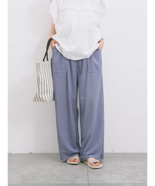 Samansa Mos2 blue(サマンサモスモスブルー)の「【接触冷感】ワイドイージーパンツ(その他パンツ・レディース・グレー/カーキ/ライトベージュ/ブラック・F)」の1枚目の写真