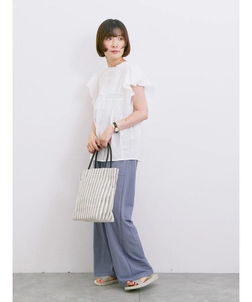 Samansa Mos2 blue(サマンサモスモスブルー)の「【接触冷感】ワイドイージーパンツ(その他パンツ・レディース・グレー/カーキ/ライトベージュ/ブラック・F)」の9枚目の写真