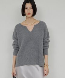 【デコルテ美人ニット】ファーウールキーネックニット