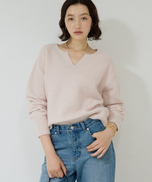 GALLARDAGALANTE（ガリャルダガランテ）の「【デコルテ美人ニット】ファーウールキーネックニット（ニット/セーター・レディース・ピンク/ブラック/ブルー/ホワイト/グレー/パープル・FREE）」の6枚目の写真