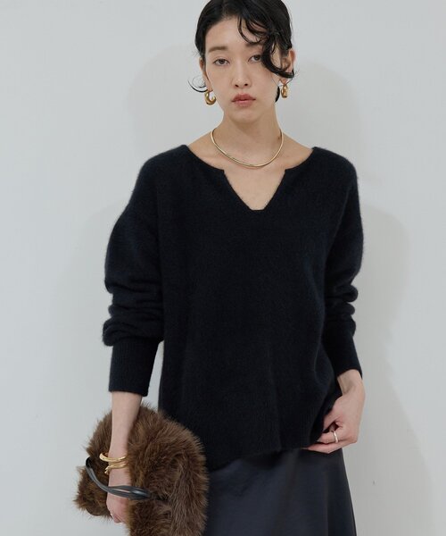 セール】【デコルテ美人ニット】ファーウールキーネックニット（ニット