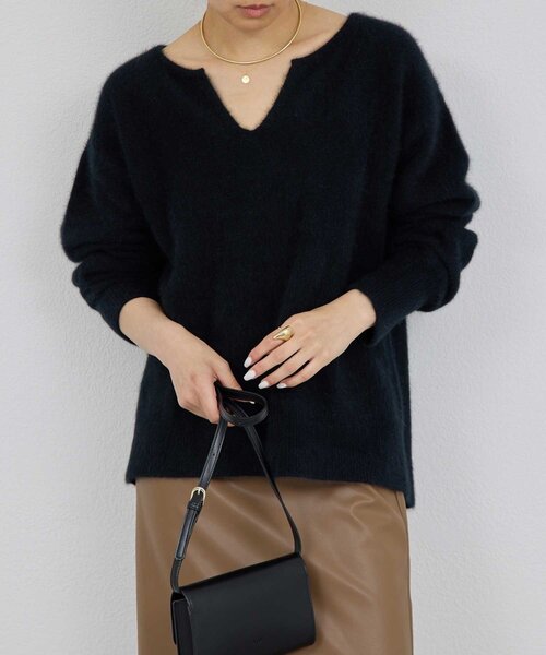 セール】【デコルテ美人ニット】ファーウールキーネックニット（ニット