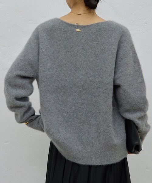 ガリャルダガランテ ファーウールキーネックニット　黒 デコルテ美人ニット】ファーウールキーネックニット | GALLARDAGALANTE