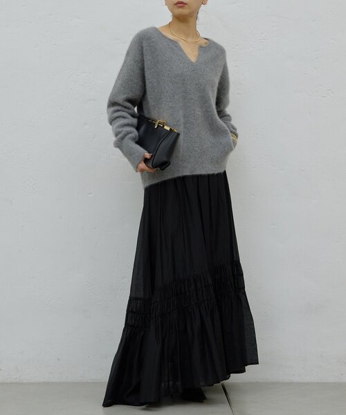 GALLARDAGALANTE（ガリャルダガランテ）の「【デコルテ美人ニット】ファーウールキーネックニット（ニット/セーター・レディース・ピンク/ブラック/ブルー/ホワイト/グレー/パープル・FREE）」の12枚目の写真