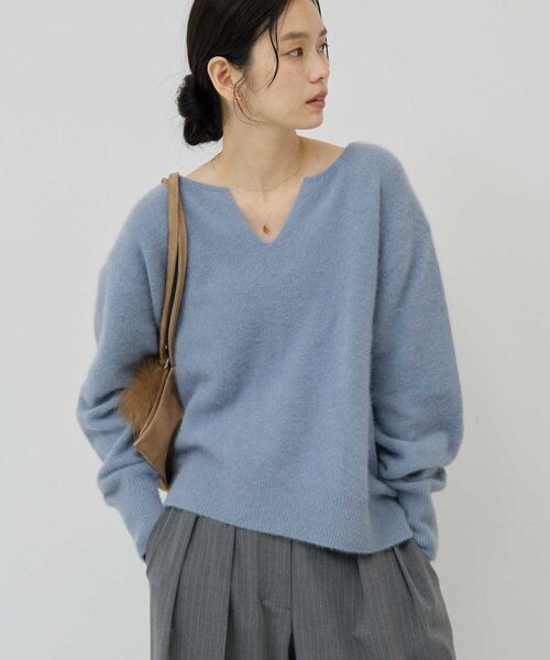 GALLARDAGALANTE（ガリャルダガランテ）の「【デコルテ美人ニット】ファーウールキーネックニット（ニット/セーター・レディース・ピンク/ブラック/ブルー/ホワイト/グレー/パープル・FREE）」の18枚目の写真