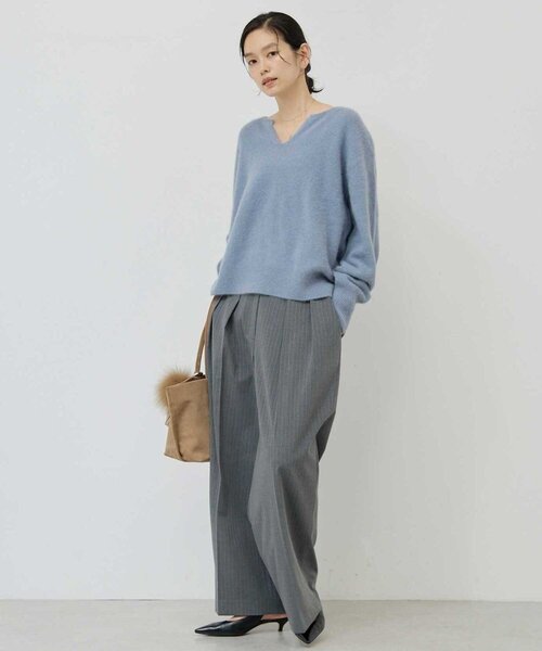 GALLARDAGALANTE（ガリャルダガランテ）の「【デコルテ美人ニット】ファーウールキーネックニット（ニット/セーター・レディース・ピンク/ブラック/ブルー/ホワイト/グレー/パープル・FREE）」の21枚目の写真