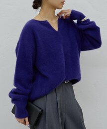 【デコルテ美人ニット】ファーウールキーネックニット