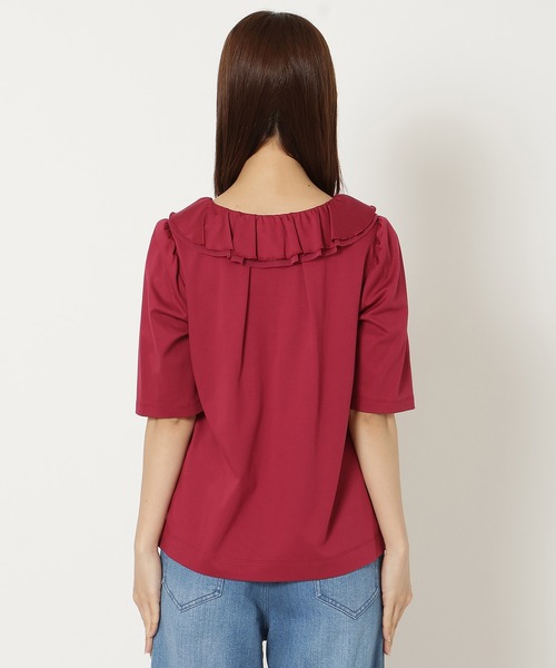 Rose Tiara(ローズティアラ)の「【接触冷感/綿100%/手洗いOK】フリルカットソー(Tシャツ/カットソー・レディース・ネイビー/ブラウン/レッド・42/46/38)」の17枚目の写真
