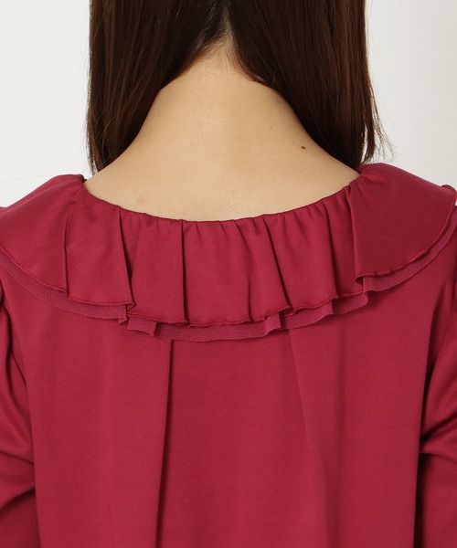 Rose Tiara(ローズティアラ)の「【接触冷感/綿100%/手洗いOK】フリルカットソー(Tシャツ/カットソー・レディース・ネイビー/ブラウン/レッド・42/46/38)」の20枚目の写真