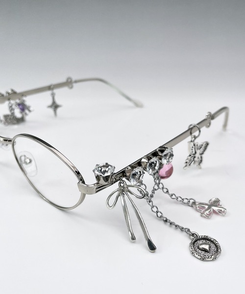 Candlestick（キャンドルスティック）の「レトロ ビジュー デコレート オーバル シルバー フレーム ギークシック メガネ 韓国（メガネ・レディース・A/B・FREE）」の6枚目の写真