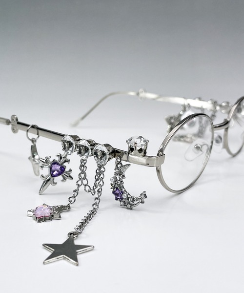 Candlestick（キャンドルスティック）の「レトロ ビジュー デコレート オーバル シルバー フレーム ギークシック メガネ 韓国（メガネ・レディース・A/B・FREE）」の4枚目の写真