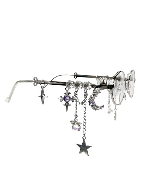 Candlestick（キャンドルスティック）の「レトロ ビジュー デコレート オーバル シルバー フレーム ギークシック メガネ 韓国（メガネ・レディース・A/B・FREE）」の9枚目の写真