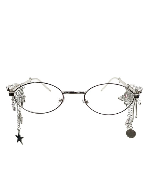 Candlestick（キャンドルスティック）の「レトロ ビジュー デコレート オーバル シルバー フレーム ギークシック メガネ 韓国（メガネ・レディース・A/B・FREE）」の10枚目の写真