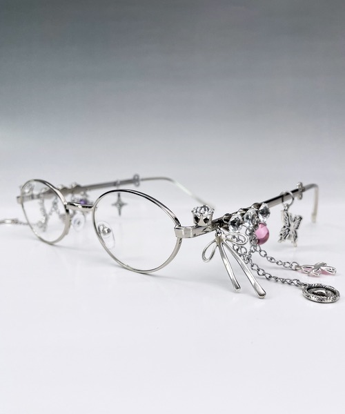 Candlestick（キャンドルスティック）の「レトロ ビジュー デコレート オーバル シルバー フレーム ギークシック メガネ 韓国（メガネ・レディース・A/B・FREE）」の3枚目の写真