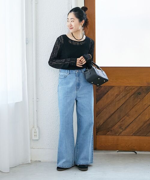 le.coeur blanc（ルクールブラン）の「デニムバギーパンツ（デニムパンツ・レディース・サックスブルー/ブルー・38/36）」の4枚目の写真