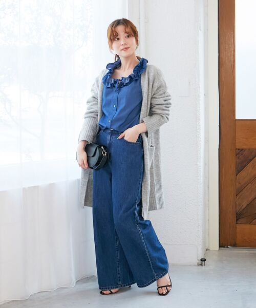 le.coeur blanc（ルクールブラン）の「デニムバギーパンツ（デニムパンツ・レディース・サックスブルー/ブルー・38/36）」の3枚目の写真