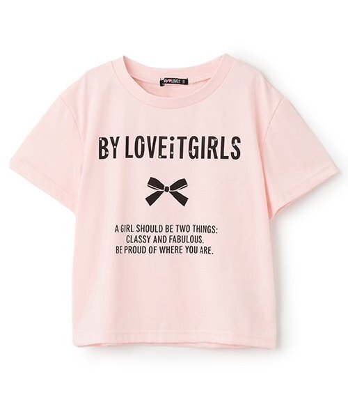 by LOVEiT（バイラビット）の「【接触冷感】ロゴリボンプリントTシャツ（Tシャツ/カットソー・キッズ・オフホワイト/ピンク/ブラック/チャコール・140cm/150cm/160cm/130cm/120cm）」の4枚目の写真