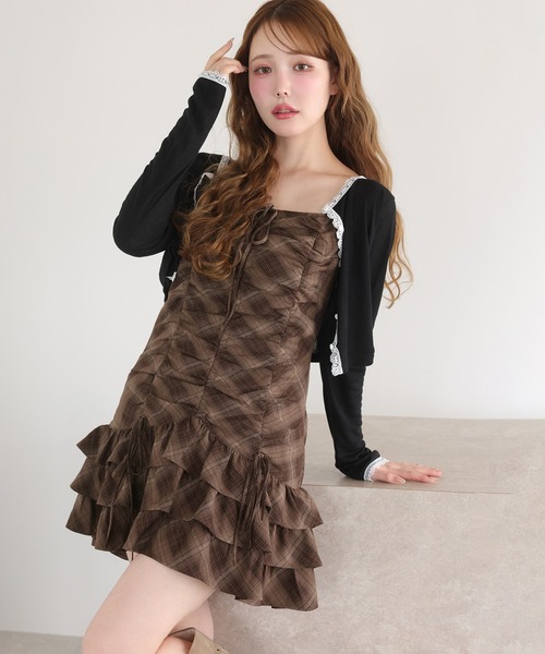 one after another NICE CLAUP（ワンアフターアナザーナイスクラップ）の「アソートドロストキャミチュニック/ミニワンピース（チュニック・レディース・チャコールグレー/アイボリー/ブラック系その他/ブラウン系その他・FREE）」の4枚目の写真