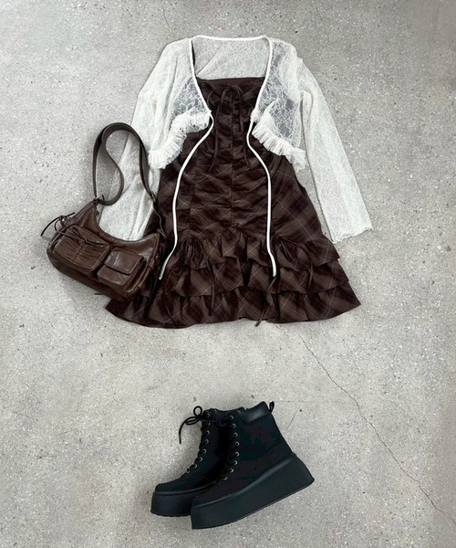 one after another NICE CLAUP（ワンアフターアナザーナイスクラップ）の「アソートドロストキャミチュニック/ミニワンピース（チュニック・レディース・チャコールグレー/アイボリー/ブラック系その他/ブラウン系その他・FREE）」の19枚目の写真