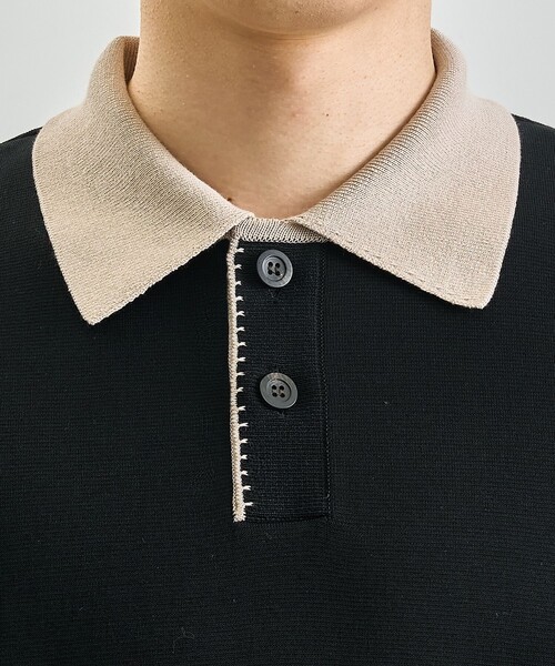 SUNSEA 20ss 籠ポロ ポロシャツ ニットポロ 美品 リニアメッシュニット ポロシャツ（Ecru）| Sunspel